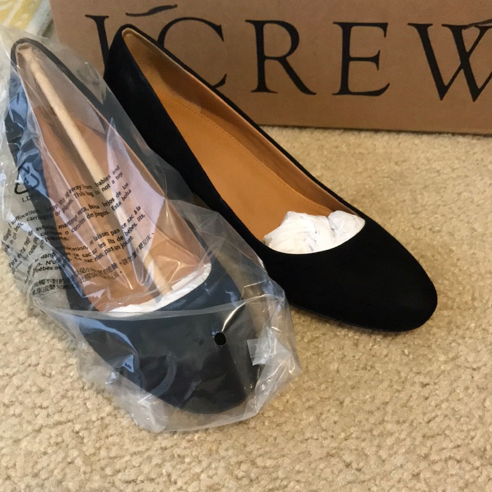 JCrew black suede block heel